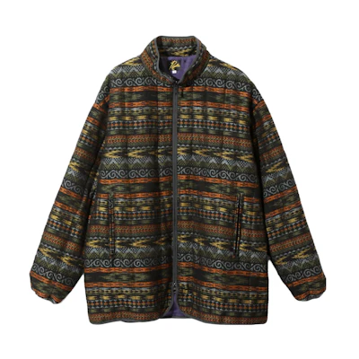 Needles SS23 Green Stand Collar Full-Zip Patterned Jacket Unisex NS093B