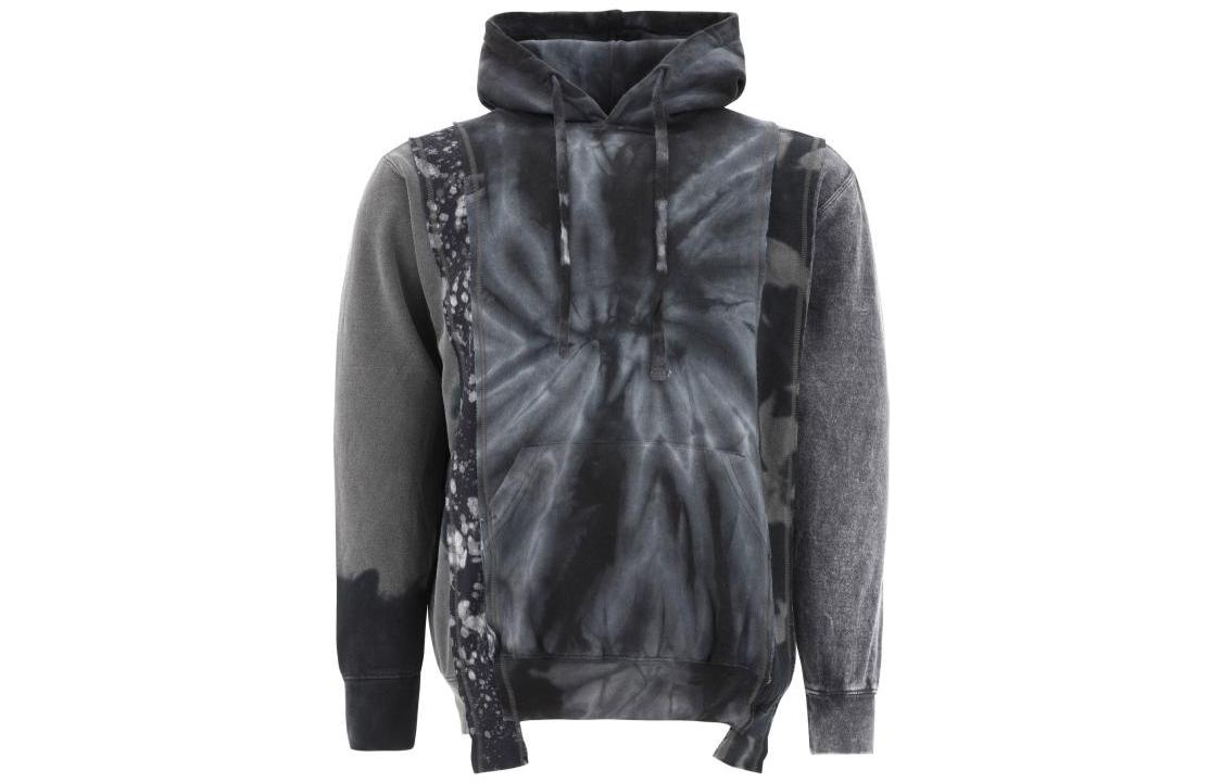 Needles SS23 Patchwork Abstract Hoodie Black Grey Long Sleeve Sweatshirt LQ3150999GRAY