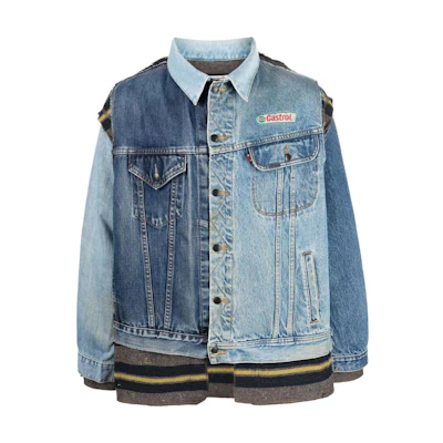Needles SS23 Patchwork Denim Jacket Blue Casual LQ297A