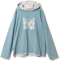 Needles SS23 Reversible Graphic Hoodie Unisex Blue Gray NS268A Needles SS23 Reversible Graphic Hoodie Unisex Blue Gray NS268A