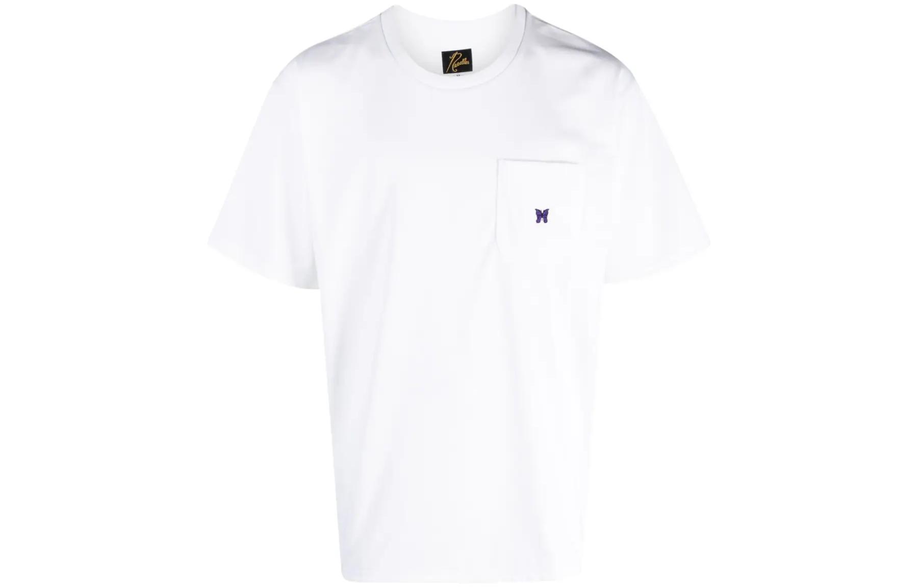 Needles SS23 Solid Butterfly Logo Tee White  Short Sleeve T-Shirt MR318-WHITE