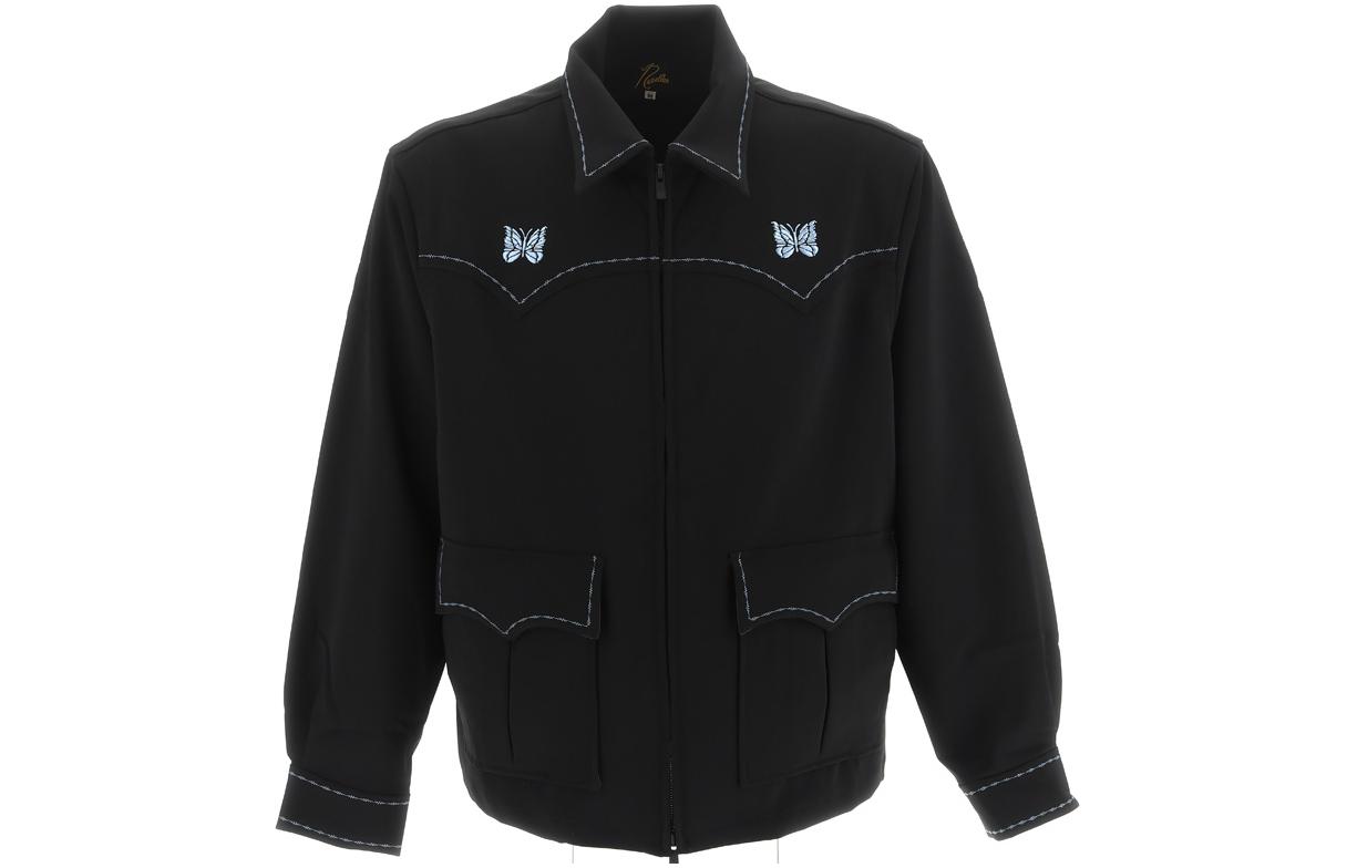 Needles SS23 Western Sport Jacket Black Butterfly Embroidery Unisex Zip-Up MR199000BLACK