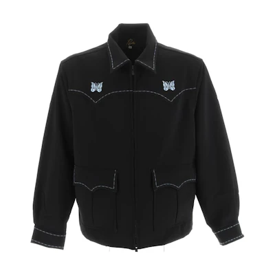 Needles SS23 Western Sport Jacket Black Butterfly Embroidery Unisex Zip-Up MR199000BLACK