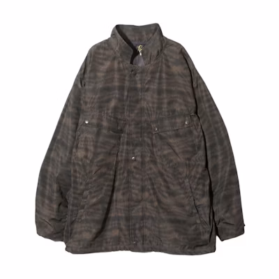Needles SS24 Animal Print High-Neck Button-Up Jacket Black Brown Unisex OT068B