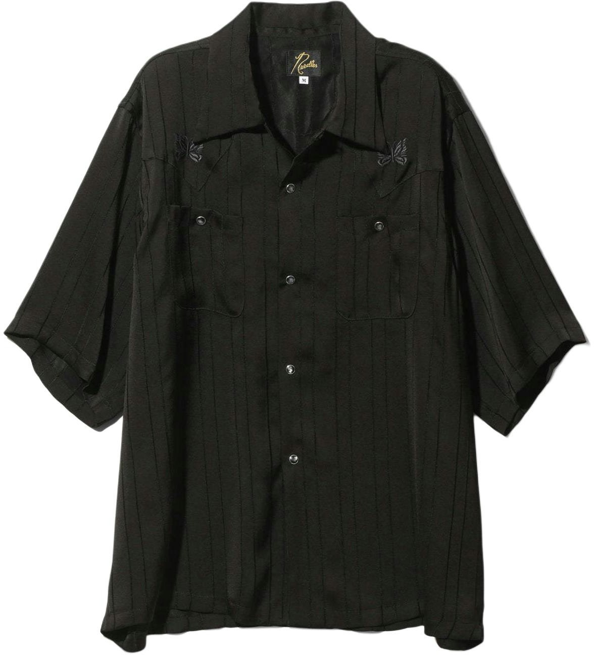 needles-ss-24-black-striped-short-sleeve-shirt-with-butterfly-embroidery-unisex-ot-202-c
