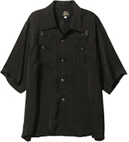 Needles SS24 Black Striped Short Sleeve Shirt with Butterfly Embroidery Unisex OT202C Needles SS24 Black Striped Short Sleeve Shirt with Butterfly Embroidery Unisex OT202C