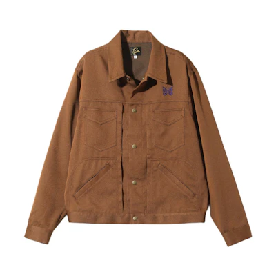 Needles SS24 Brown Butterfly Embroidered Single-Breasted Long-Sleeve Jacket Unisex OT186A