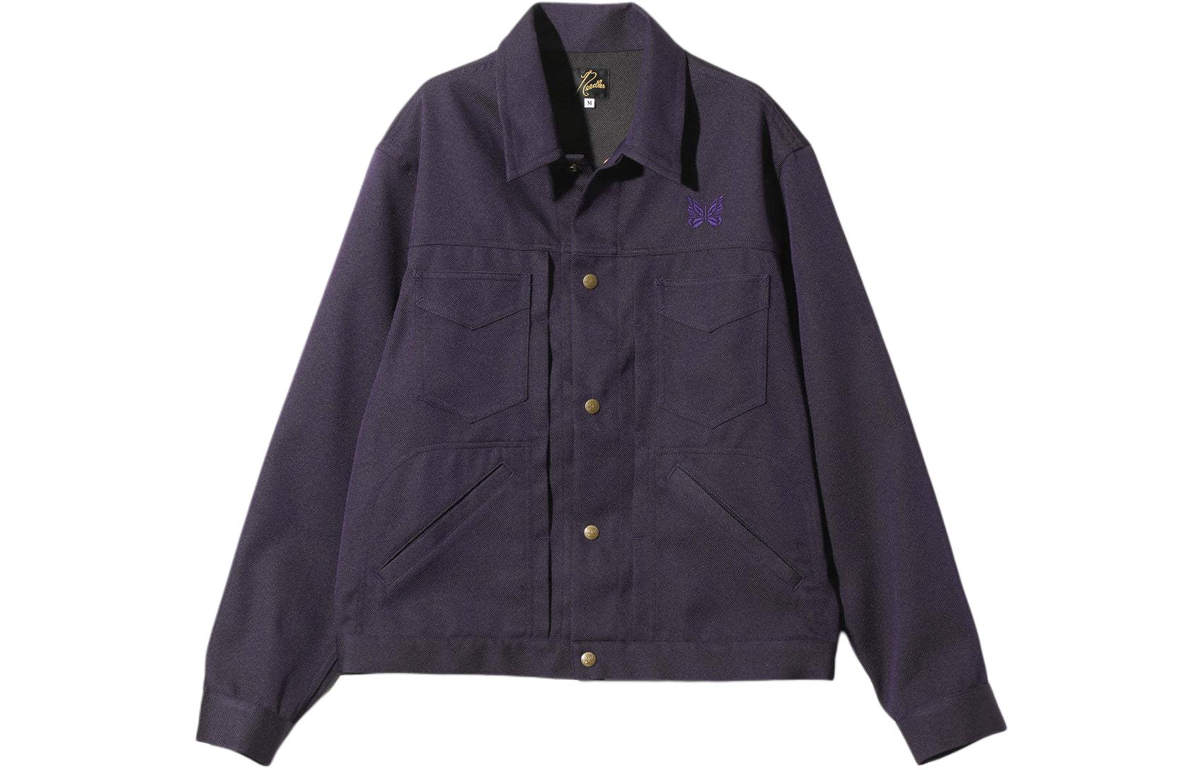 Needles SS24 Butterfly Embroidered Button-Up Jacket Unisex Purple OT186C