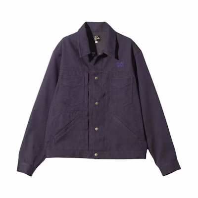 Needles SS24 Butterfly Embroidered Button-Up Jacket Unisex Purple OT186C