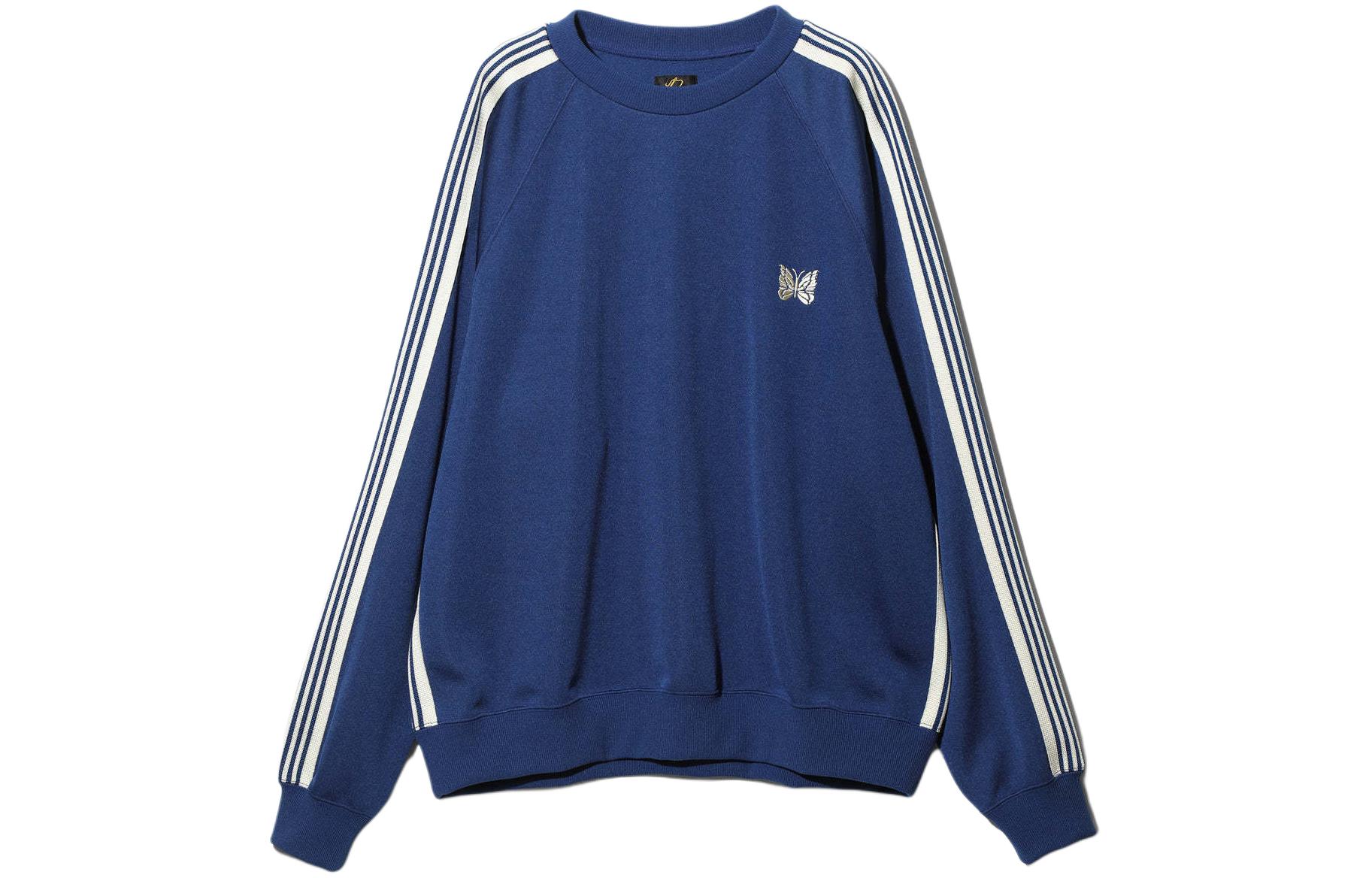 Needles SS24 Butterfly Embroidered Raglan Crewneck Sweatshirt Blue Unisex OT227C