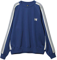Needles SS24 Butterfly Embroidered Raglan Crewneck Sweatshirt Blue Unisex OT227C Needles SS24 Butterfly Embroidered Raglan Crewneck Sweatshirt Blue Unisex OT227C