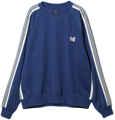 Needles SS24 Baju Sweater Raglan Kupu-Kupu Sulam Biru Unisex OT227C Buy Needles SS24 Baju Sweater Raglan Kupu-Kupu Sulam Biru Unisex OT227C