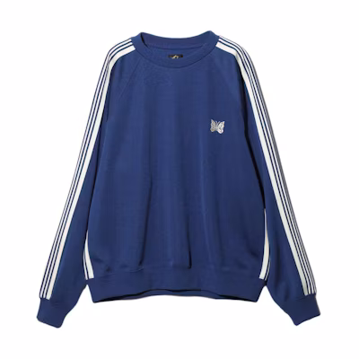 Needles SS24 Butterfly Embroidered Raglan Crewneck Sweatshirt Blue Unisex OT227C