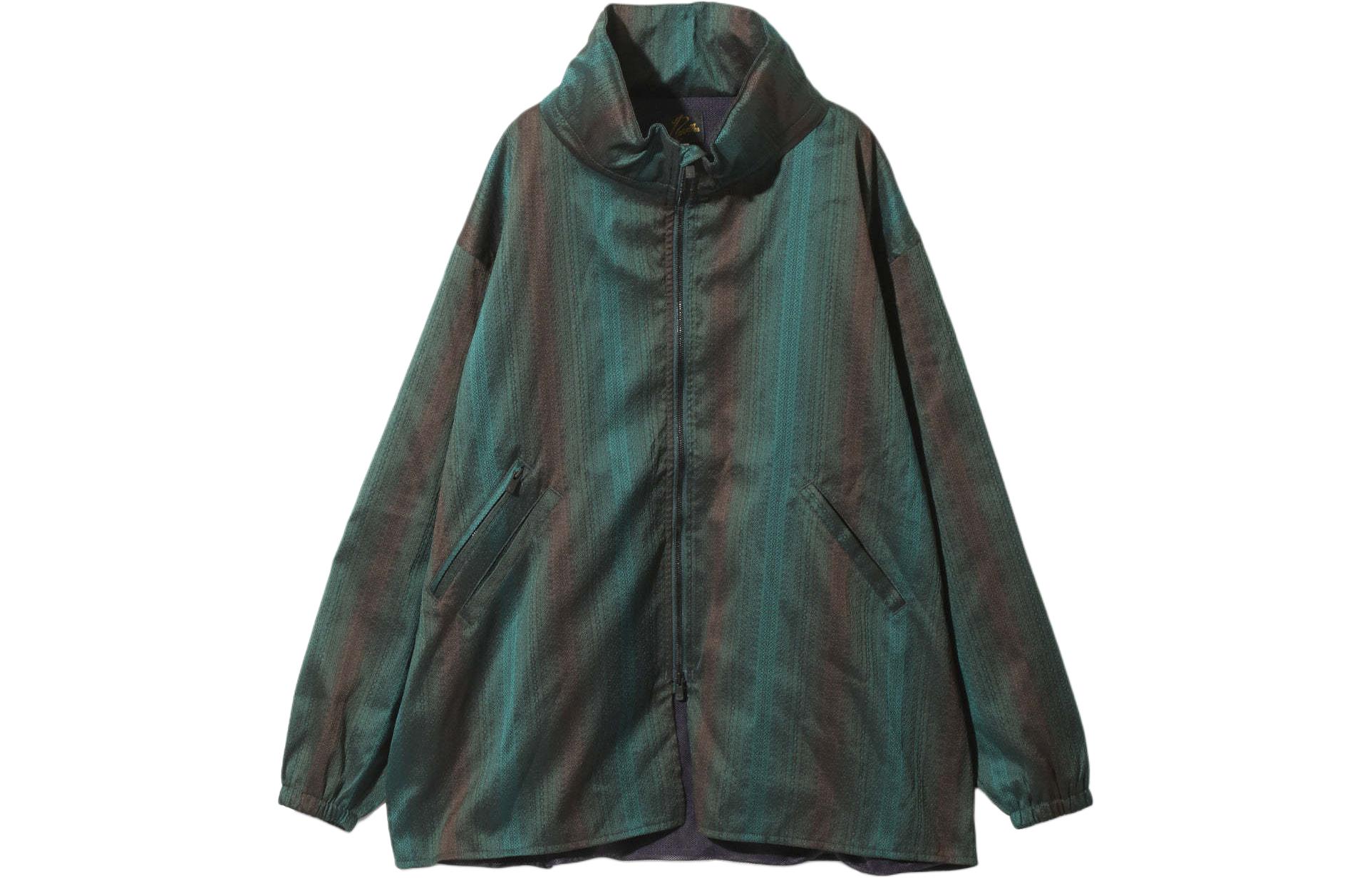 Needles SS24 Gradient Checkered Jacquard Jacket Green Unisex Mock Neck OT065B