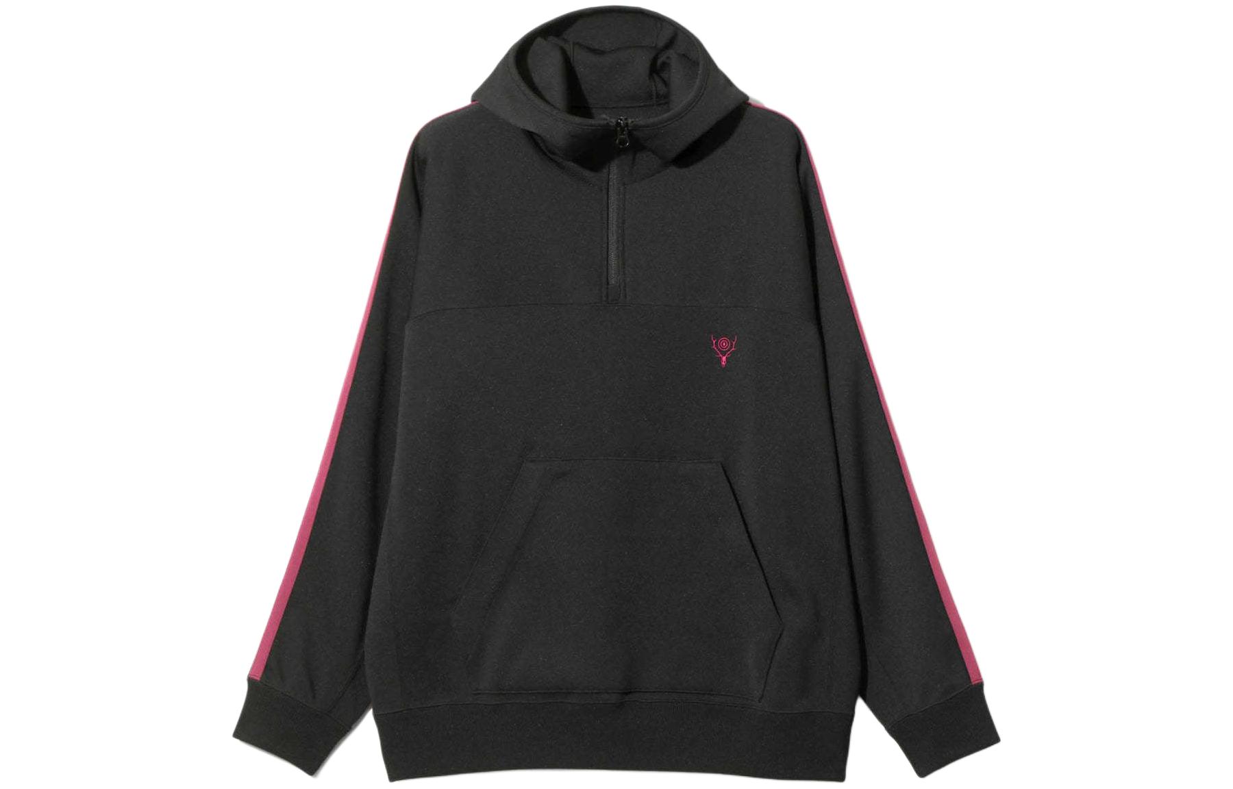 Needles SS24 Half-Zip Pullover Kangaroo Pocket Jacket Unisex Black OT603C