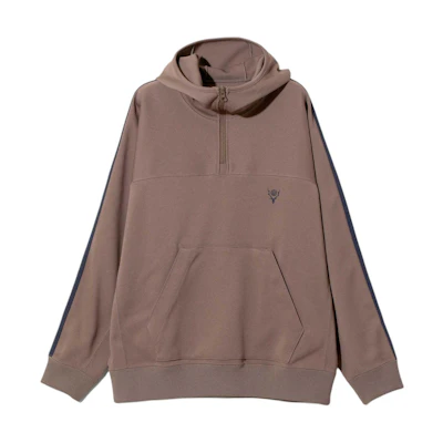 Needles SS24 Half-Zip Pullover Kangaroo Pocket Jacket Unisex Khaki OT603B