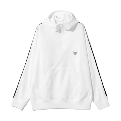 Needles SS24 Half-Zip Pullover Kangaroo Pocket Jacket Unisex White OT603A