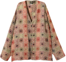 Needles SS24 Jacquard V-Neck Button-Up Jacket Unisex Light Brown OT190B Needles SS24 Jacquard V-Neck Button-Up Jacket Unisex Light Brown OT190B