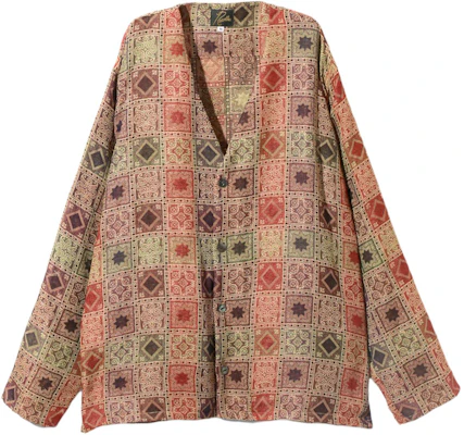 Needles SS24 提花V领纽扣夹克 男女同款 浅棕色 OT190B Buy Needles SS24 提花V领纽扣夹克 男女同款 浅棕色 OT190B