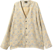 Needles SS24 Jacquard V-Neck Button-Up Long Sleeve Jacket Yellow Unisex OT190A Needles SS24 Jacquard V-Neck Button-Up Long Sleeve Jacket Yellow Unisex OT190A