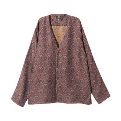 Needles SS24 Jacquard V-Neck Single-Breasted Jacket Brown Red Unisex OT190C