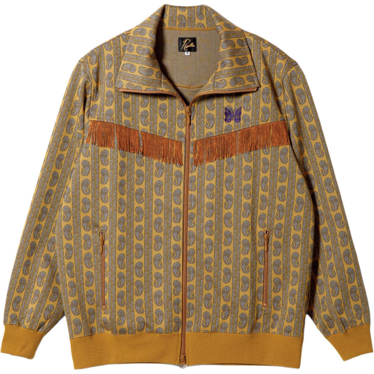 Needles SS24 Mustard Butterfly Embroidered Fringe Zip Jacket Unisex OT1506A