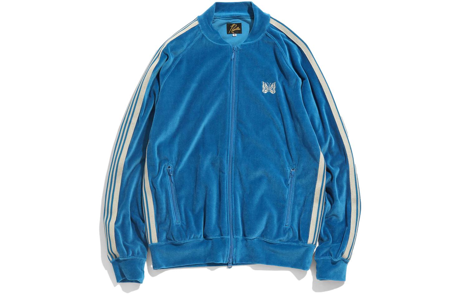 Needles Striped Baseball Collar Jacket Blue KP225-BLU