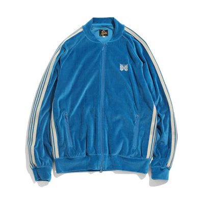 Needles Striped Baseball Collar Jacket Blue KP225-BLU