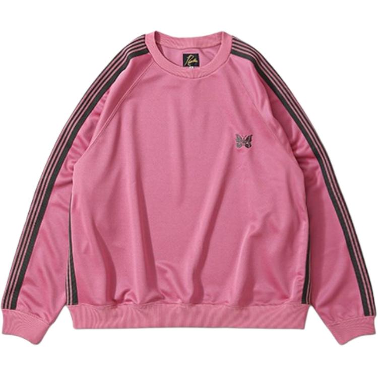 Needles Striped Butterfly Print Crewneck Sweatshirt Unisex Light Purple MR285B