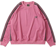 Needles Striped Butterfly Print Crewneck Sweatshirt Unisex Light Purple MR285B Needles Striped Butterfly Print Crewneck Sweatshirt Unisex Light Purple MR285B