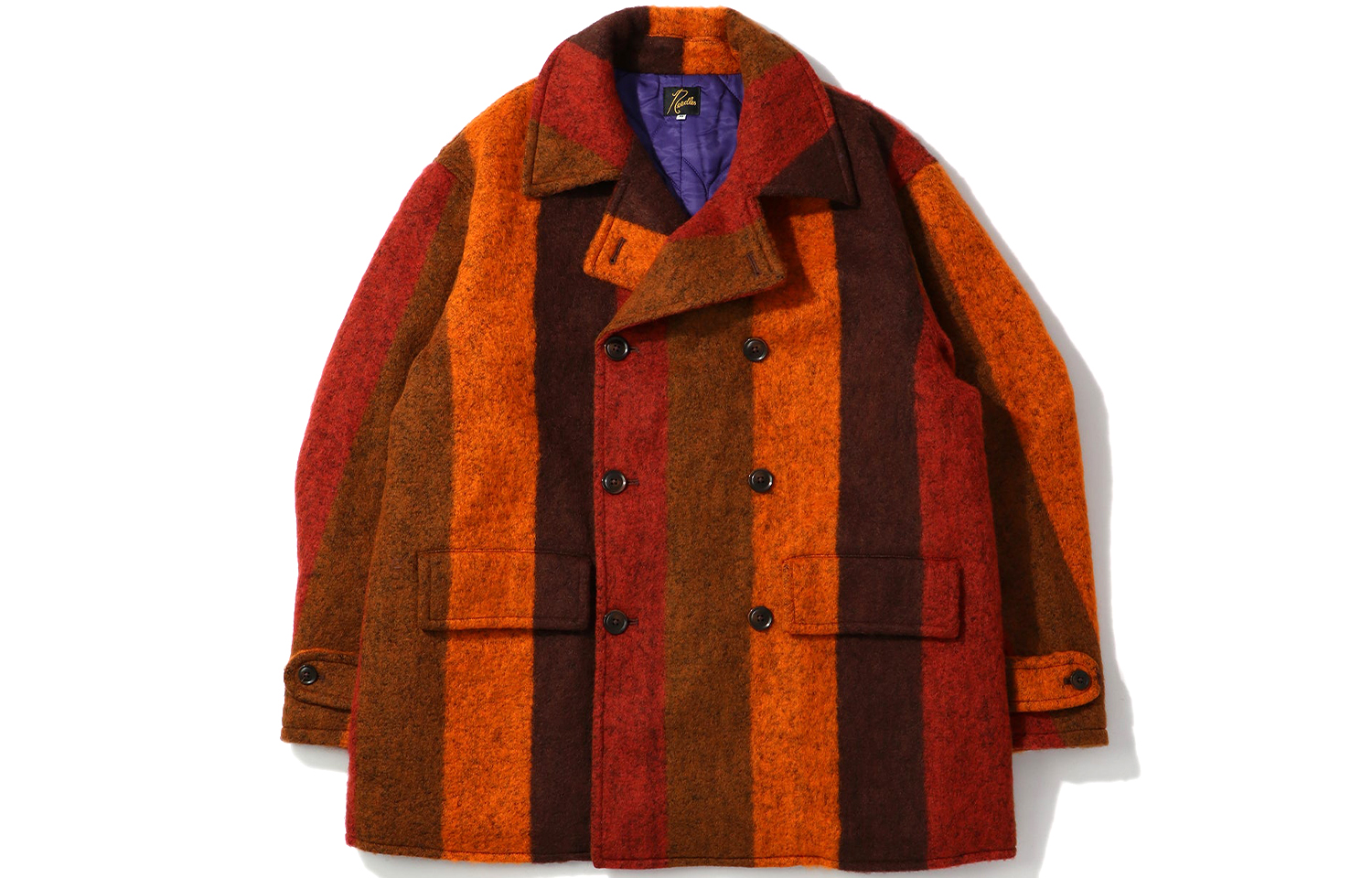 Needles Striped Double-Breasted Long-Sleeve Jacket Brown Unisex NS085