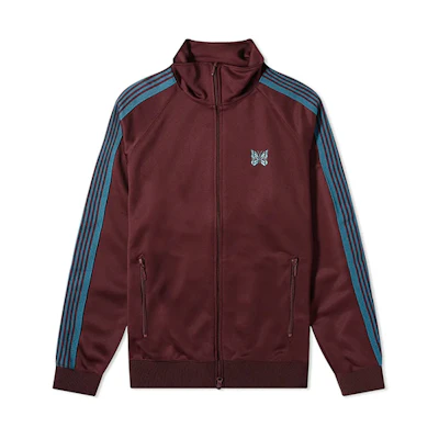 Needles Striped Jacket with Butterfly Embroidery Burgundy Red GL215C