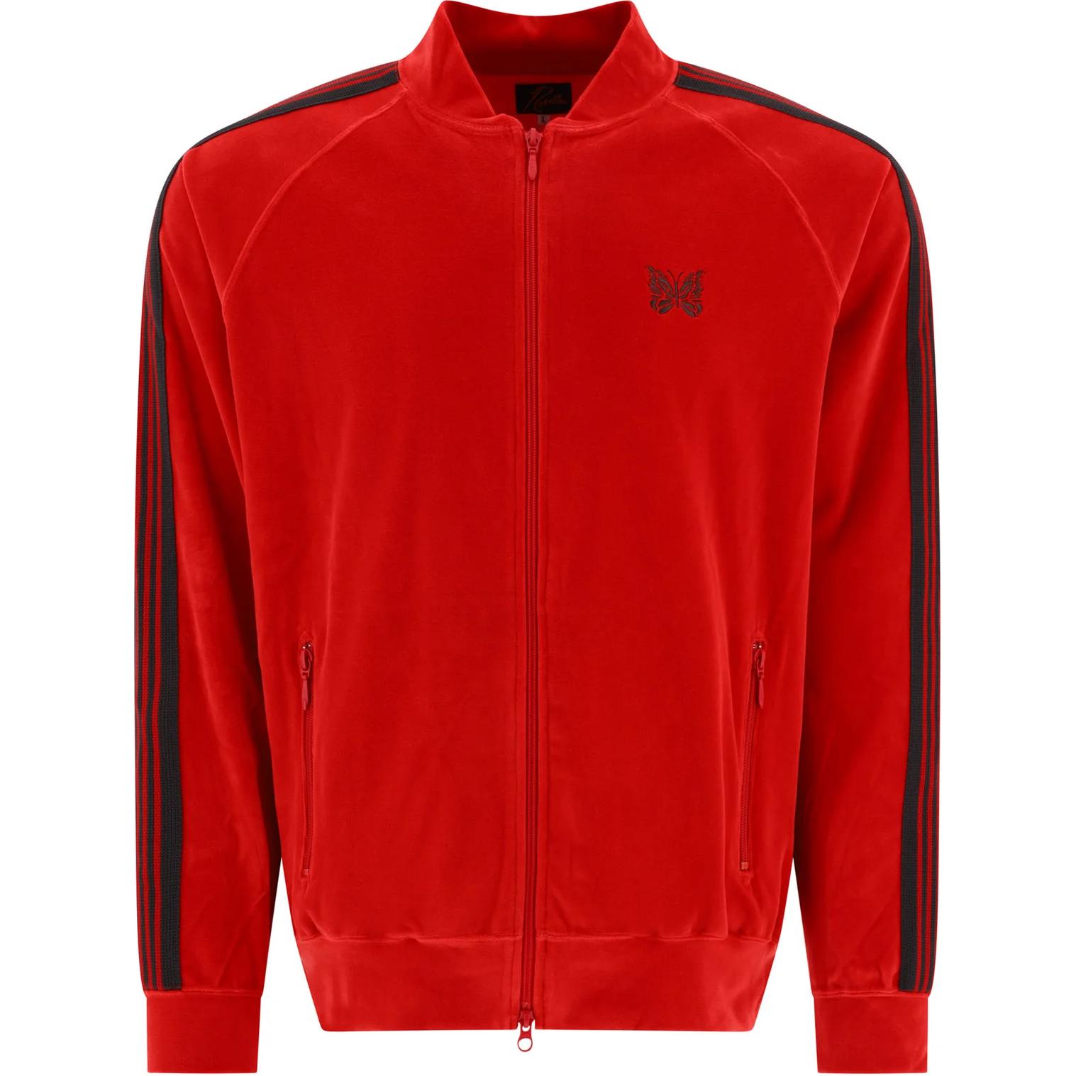 Needles Striped Logo Embroidered Track Jacket Red () NS251-ARED