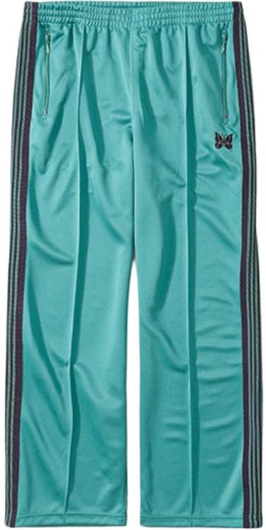 needles-striped-relaxed-straight-fit-elastic-waist-pants-unisex-green-mr-286-c