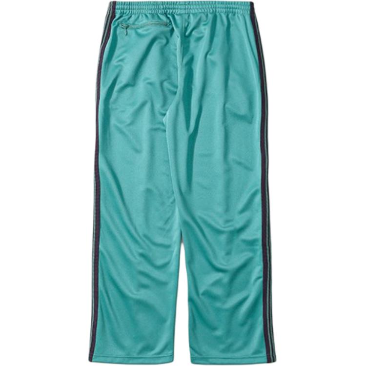 Lookbook Needles 藍綠色條紋直筒休閒彈性腰褲 男女通用 MR286C