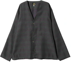 Needles Striped V-Neck Buttoned Casual Jacket Unisex Grey OT110A Needles Striped V-Neck Buttoned Casual Jacket Unisex Grey OT110A