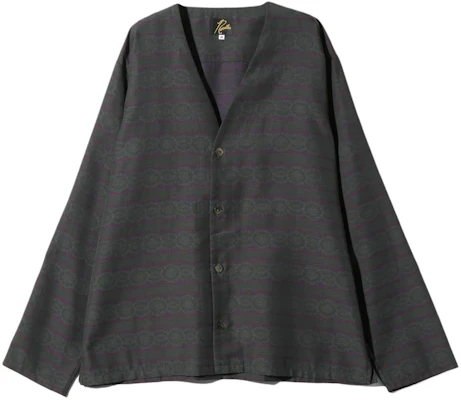 Needles 条纹V领纽扣休闲外套 男女同款 灰色 OT110A Buy Needles 条纹V领纽扣休闲外套 男女同款 灰色 OT110A