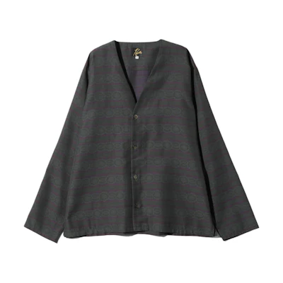 Needles Striped V-Neck Buttoned Casual Jacket Unisex Grey OT110A