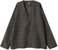 Needles Striped V-Neck Single-Breasted Casual Jacket Brown Unisex OT110B Needles Striped V-Neck Single-Breasted Casual Jacket Brown Unisex OT110B