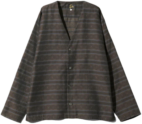 Needles 條紋V領單排扣休閒外套 棕色 男女款 OT110B Buy Needles 條紋V領單排扣休閒外套 棕色 男女款 OT110B