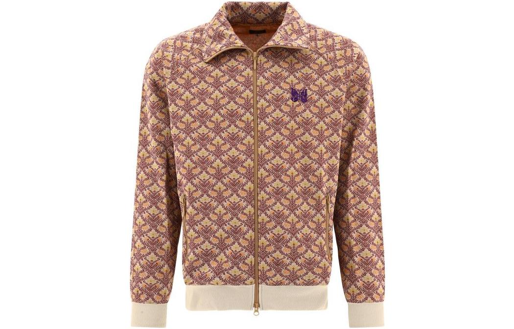 Needles Track Jacket Brown Full-Zip Knit Sweater with Collar MR282ARABESQUE