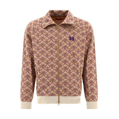 Needles Track Jacket Brown Full-Zip Knit Sweater with Collar MR282ARABESQUE