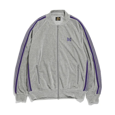 Needles Track Jacket Gray Butterfly Embroidered Side Stripe Baseball Collar Fit KP225-GRY