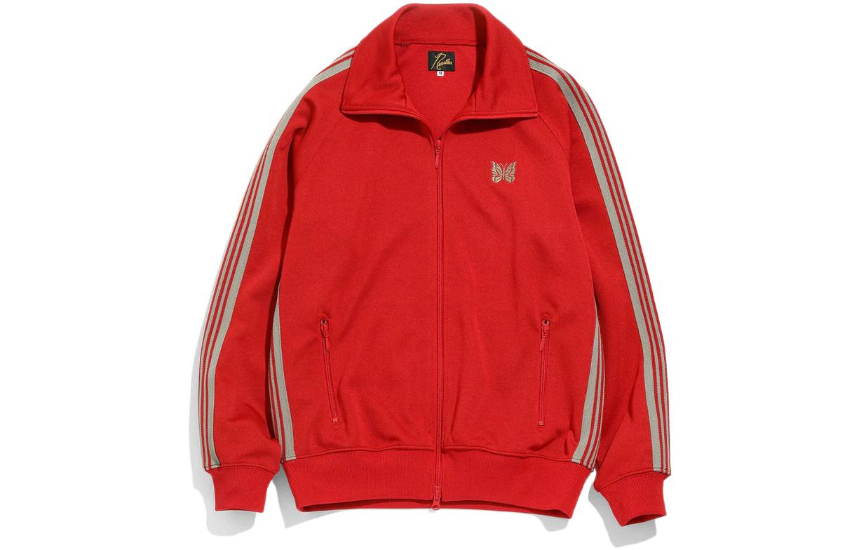 Needles Track Jacket Red with Butterfly Embroidery and Side Stripes - Casual KP218