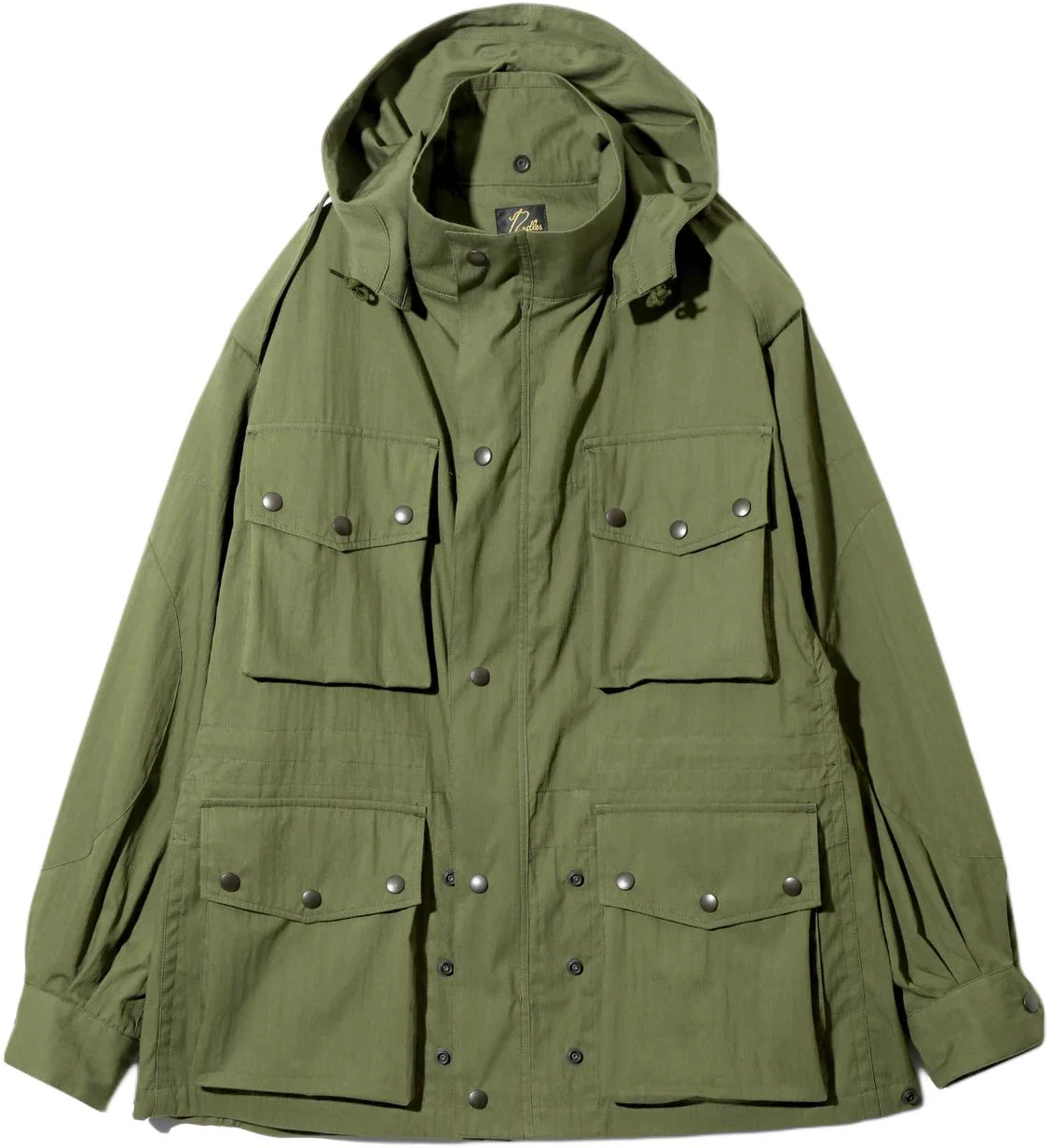 needles-unisex-solid-pocket-button-up-hoodie-jacket-green-ot-090-a