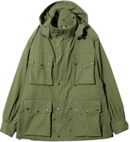 Needles Unisex Solid Pocket Button-Up Hoodie Jacket Green OT090A Needles Unisex Solid Pocket Button-Up Hoodie Jacket Green OT090A