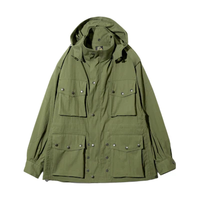 Needles Unisex Solid Pocket Button-Up Hoodie Jacket Green OT090A