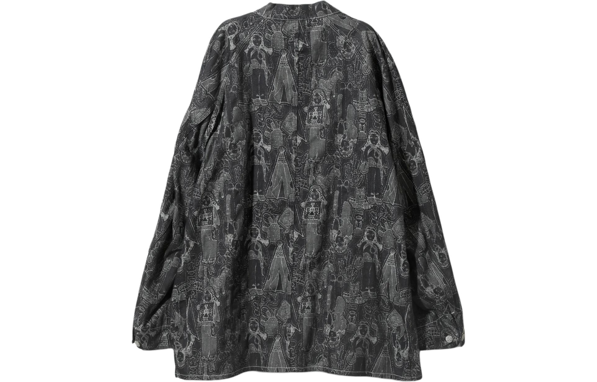 Lookbook Needles 水洗印花黑色牛仔夾克 男女皆宜 立領長袖 OT170