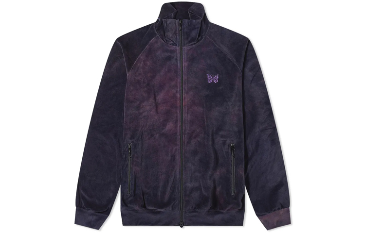 Order Needles 針織復古紫色蝴蝶刺繡圖案綁染款男女通用外套夹克. FK203-B