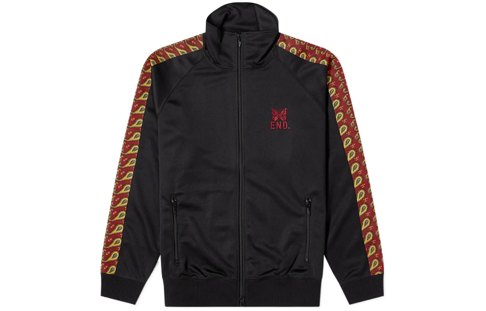 Needles END Collaboration Logo Embroidered Loose Ribbed Jacket Black Male gl385-blk